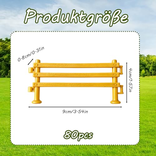 Schleich Zaun, 80 Stück Miniatur Zaun für Kinder, DIY Farm Szenen, Kreatives Spielzeug, Lernspielzeug für Kinder ab 3 Jahren, Eltern-Kind Interaktion, Mini Zaun Set