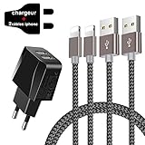 Zeuste Phone Kabel Garantiert 100% Kompatibilität mit allen Geräten, keine falsche Nachrichten, 22 AWG Kupfer Kabel, Sie erhalten volle 2400mAh Ausgangsspannung, schnelles Aufladen, Kompatibilität mit Phone 11 / XS / XS Max / X / 8 / 8 Plus / 7 / 7 Plus / 6s / 6s plus / 6 / 6 Plus / 5s / 5c / 5, Pad Air / Air 2, Pad mini / mini 2 / mini 3, Pad (4. Generation), Pod nano (7. Generation) und Pod touch (5. Generation).