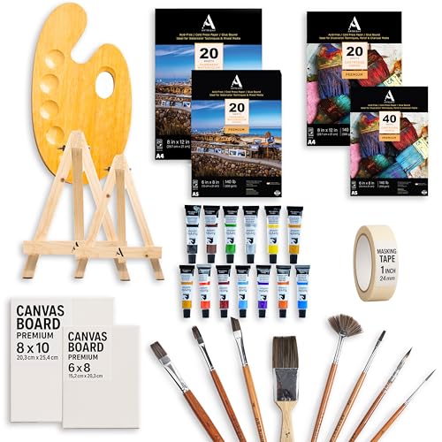 Image of 126 Pcs Painting Kit - All-in-One Art Set with Easels, Canvas Boards, Paints, Brushes, Palette, Paper - Complete Artist Supplies for Beginners, Kids & Adults