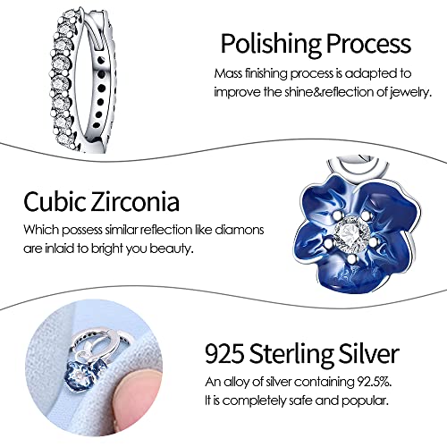 S925 Sterling Silver Earrings for Women Colorful Cute Butterfly Flower Heart Stars Moon Dangle Drop Earrings Small Hoop Huggie Earrings3