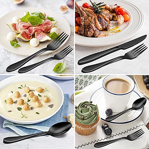 Homikit 48-Piece Black Silverware Flatware Set With Steak Knives For 8, Stainless Steel Eating Utensils Cutlery, Modern Tableware Knife Fork Spoon For Restaurant Party, Mirror Polish, Dishwasher Safe #TOP3