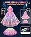 DOLNOW Princess Dress Up for Girls, Unicorn Light up Princess Cape Princess Dress Costume Crown Gift for Girl 3 4 5 6