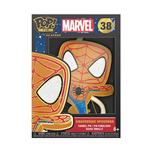 Funko Pop! Large Enamel Pin MARVEL: GINGERBREAD - Spider-Man - SPIDERMAN Large Enamel Pin - Marvel Comics - Cómics Marvel Pins de Esmalte- Broche Coleccionable - para Mochilas Y Bolsos