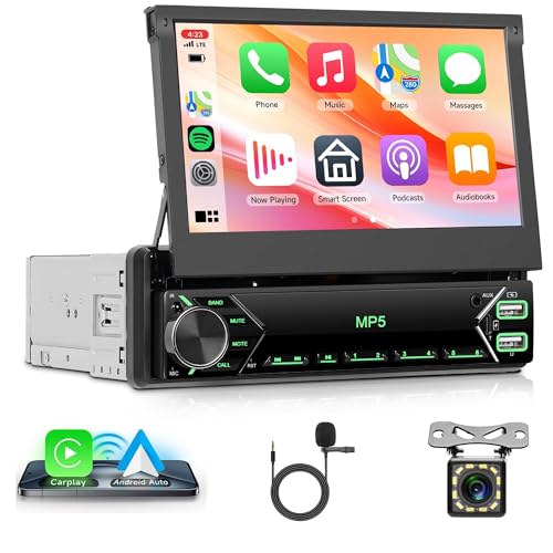 Rimoody 7'' Single Din Car Stereo with CarPlay & Android Auto
