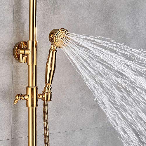 Robinet de douche à 3 fonctions Golda or brillant pour douche