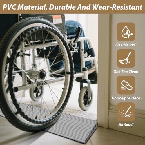 Türschwellenrampen, 100x10x2.5CM Schwellenrampe, rutschfeste Oberfläche, Gummirampe Auffahrrampe Schwellenrampe für Rollstuhl, Kinderwagen, Rollator oder e Scooter (Grau, 2.5)