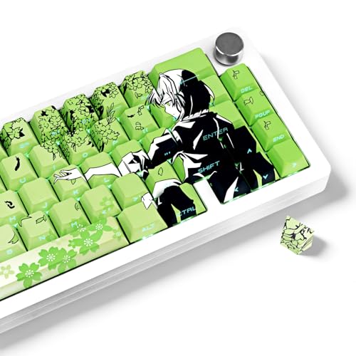 Teclas de anime rosa Shine Through con perfil Cherry de PBT para teclados mecánicos