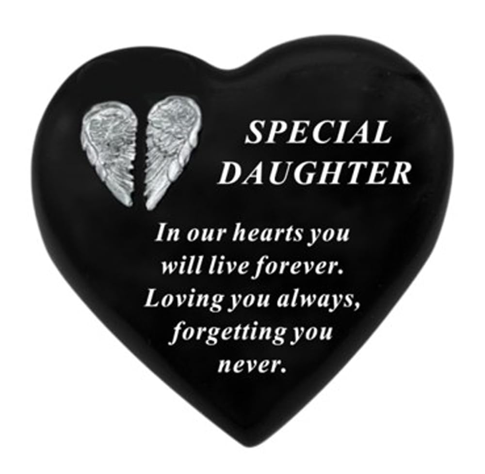 David Fischhoff Daughter Memorial Heart Plaque Ornament Angel Wings Graveside Tribute Gift Heart