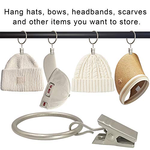 image for AMZSEVEN 100 Pack Curtain Rings with Clips, Drapery Clip with Rings, D