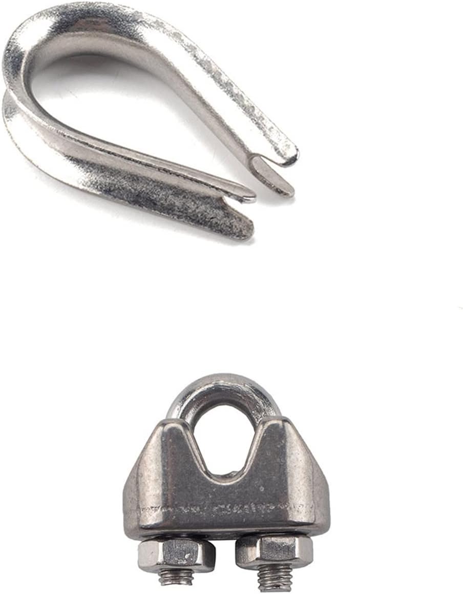 32 Boxes-M3 Stainless Steel 304 Steel Wire Rope Chuck with M6 Triangle Ring and Heart Ring