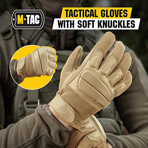 M-Tac Tactical Gloves Mk.2 - Military Full Finger With Soft Leather Pads For Men Airsoft Paintball Hunting (Khaki, L) #TOP2