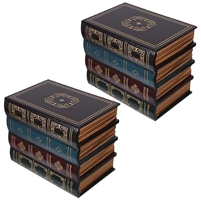 Operitacx 2 Sets Book Shaped Storage Box - Invisible Faux Book Shape Safe - Decorative Storing Boxes - 7.9"X6.3"X5.5" Retro-Style Empty Desktop Organizer for Keepsake