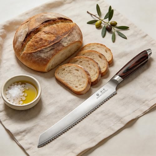 Image of imarku Bread Knife, Professional 10 Inch Serrated Bread knives for Homemade Sourdough, High Carbon Stainless Steel, Razor Sharp Edge Bread Cutting Knife for Bread Cake, Birthday Gifts for Women Men