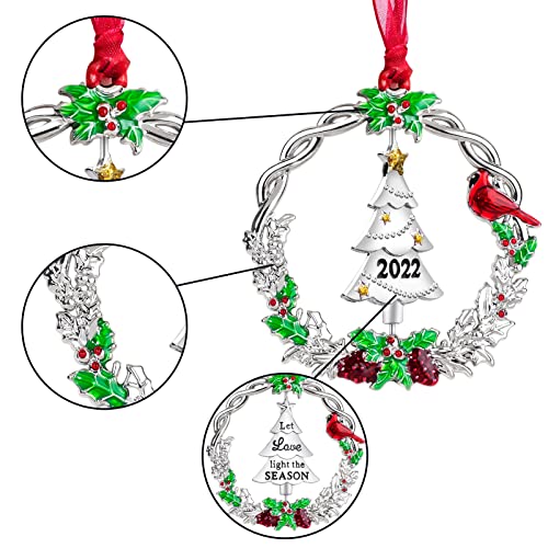 Mulumu 2022 Christmas Tree Ornament Metal Silver Hanging Rotatable Design Charm Holiday Decorative Pendant Gift Keepsake #TOP5