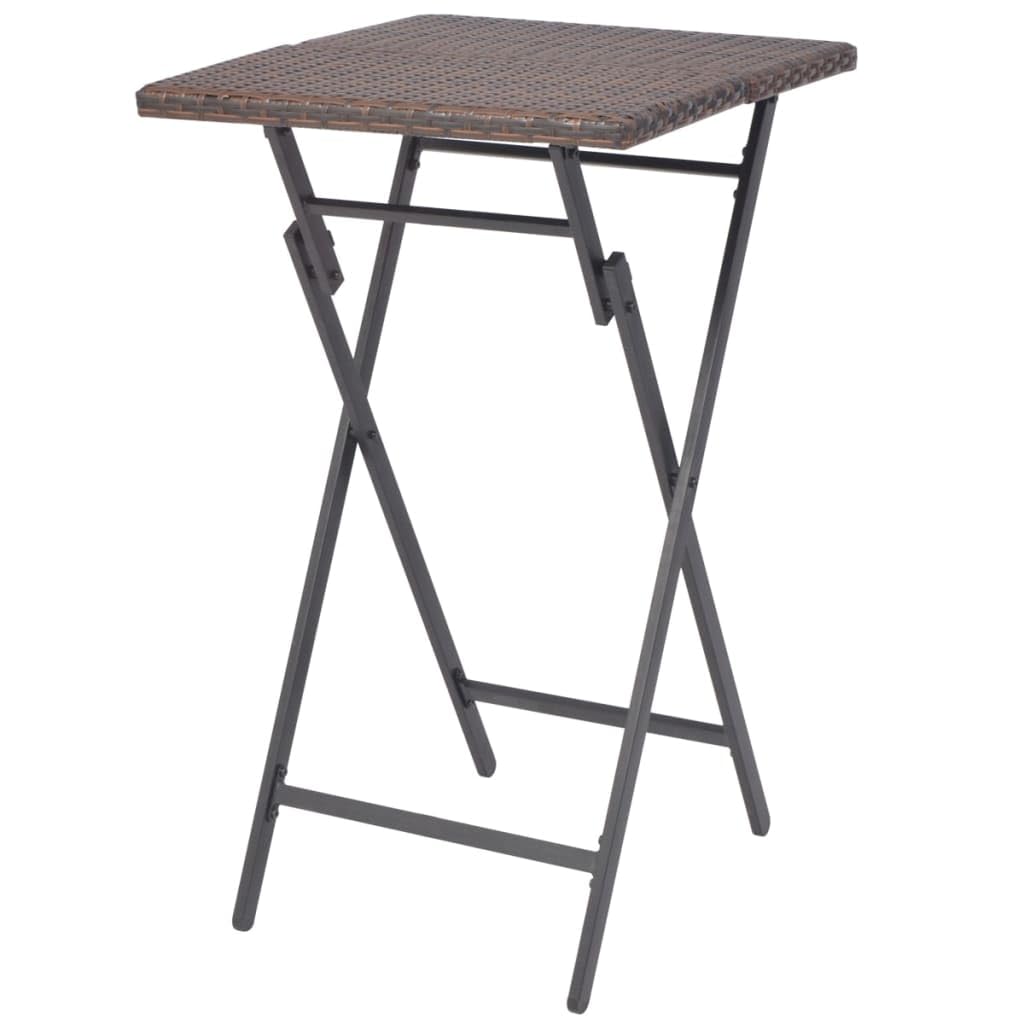 vidaXL Mesa Alta de Bar con Taburetes Jardín 5 Pzas Juego de Muebles Terraza Mesita y Sillas Altas Asienyos de Poli Ratán Sintétco Marrón Tipo Mimbre