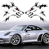 TOMALL 2Pcs Wolf Graphics for Car Body Side Door Stickers Animal Racing Sports Stripe Decals for Car Universal Vinyl Waterproof Wolf Head Decal for Truck SUV Off-Road Vehicle Sticker Decoration(Black)