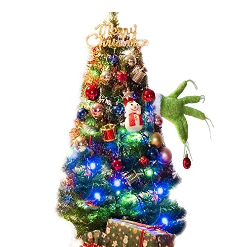 Plush Legs With Furry Green Arm, Thief Stole Burlap Pose-Able For Christmas Decorations, Stuffed Legs Toy Doll For Christmas Tree Front Door Decor #TOP4