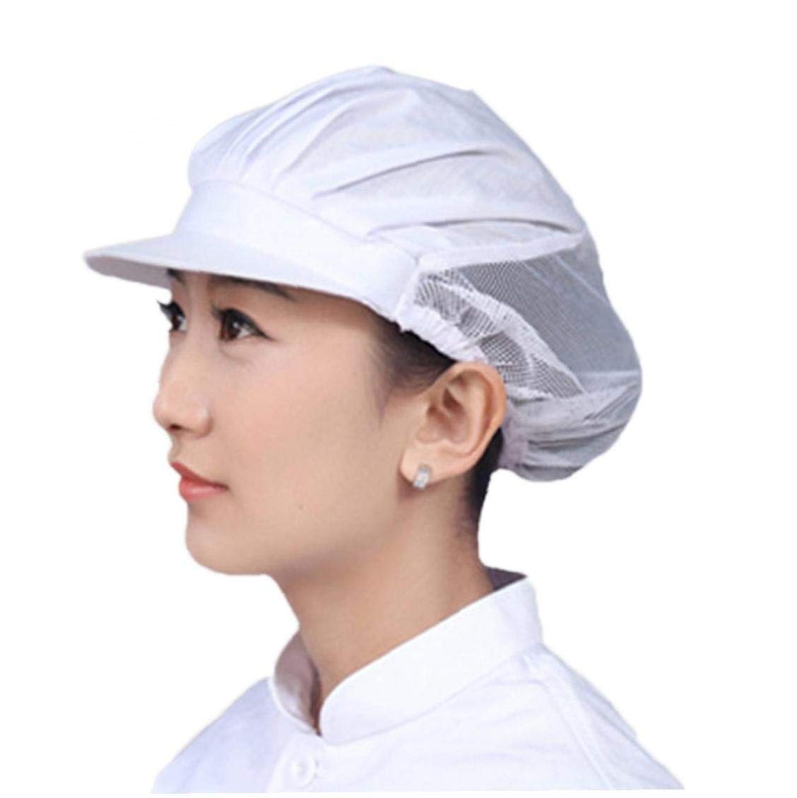 Angoter Women's White Mesh Chef Hat Elastic Kitchen Cooking Chef Cap Catering Kitchen Working Caps For Adults
