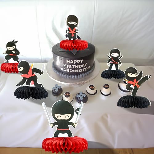 Centros de mesa ninja de nido de abeja para decorar cumples sin usar globos 5