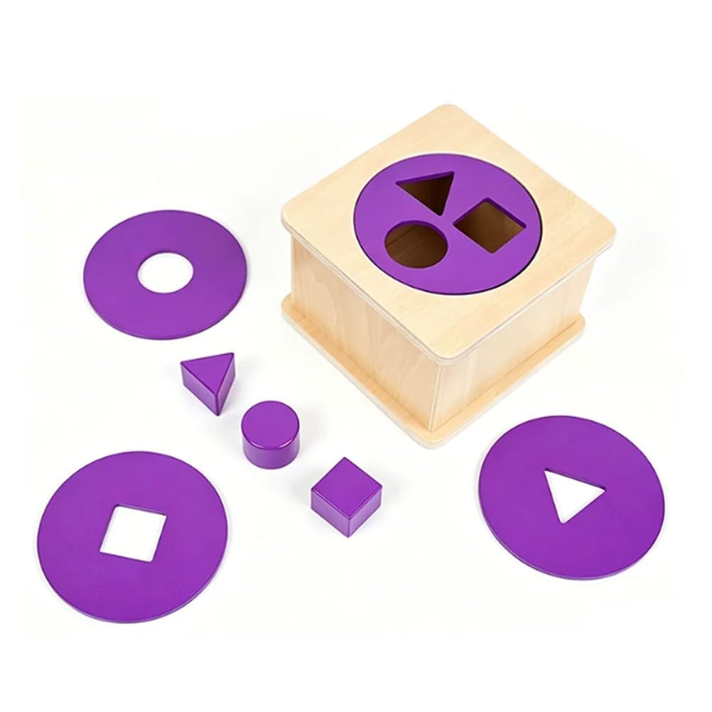 ttnmrc Montessori Interchangeable Shape Box | Wooden Geometric Sorting Toy | Toddler Intelligence Matching Game