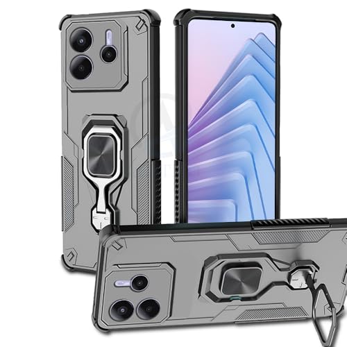 Image of AESTMO Armor Back Cover for Redmi Note 14 5G | Ring Holder & Kickstand & Camera Protection in-Built | 360 Degree Protection Back Case Cover (Blue)