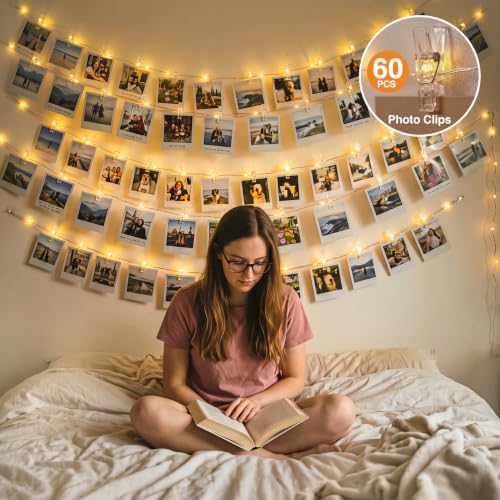 litogo LED Fotoclips Lichterkette, 10M 100LED Lichterkette mit 60 Klammern – Ansicht 2