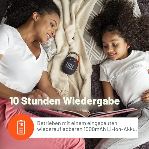 JBL Clip 4, Schwarz/Orange – Tragbarer Bluetooth 5.1-Lautsprecher – Bis zu 10 Stunden Spielzeit – Wasserdicht & Staubabweisend… – Ansicht 4