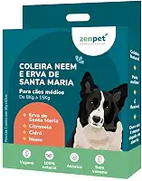 Coleira Neem e Erva de Santa Maria para Cães Médios Zenpet