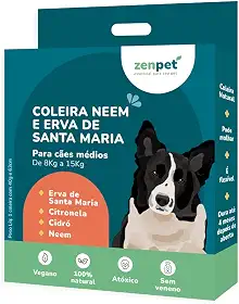 Coleira Neem e Erva de Santa Maria para Cães Médios Zenpet