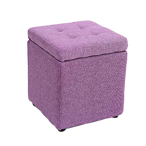 Pouf de rangement coton et lin coffre repose-pieds carré petit cube