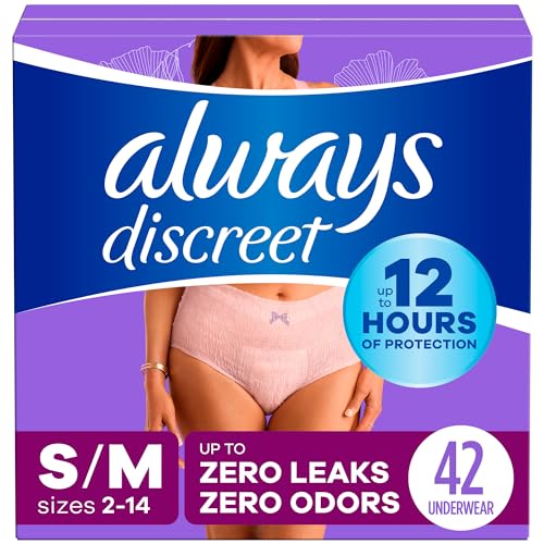 Image of Always Discreet Incontinence Underwear for Women Maximum Absorbency, S /M, 42 Count (Packaging May Vary)