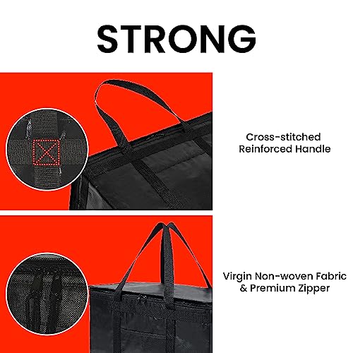 Image of NZ home Insulated Bags for Food Delivery (2XL PRO) Grocery Shopping Cooler Bag, Pizza Delivery, Hot & Cold Catering Tote, Reusable, Foldable & Heavy Duty (Red)