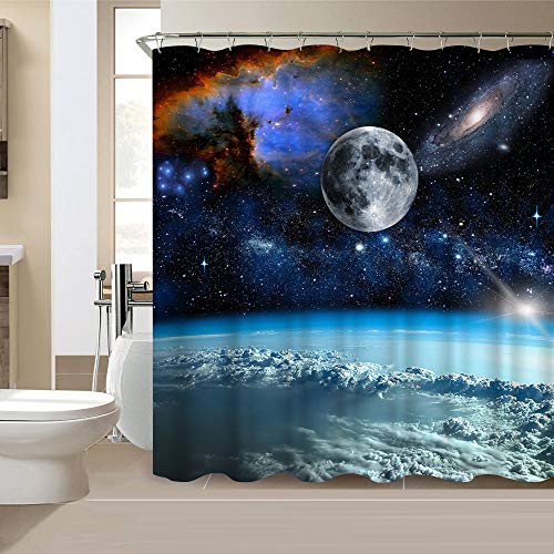 VividHome Outer Space Fabric Shower Curtain Galaxy Bathroom Decor 72