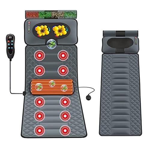Colchoneta de masaje eléctrica de cuerpo completo Cojín de calefacción plegable de 9 modos con 10 motores vibratorios Shiatsu, para aliviar el dolor de piernas Lumbar en el cuello trasero