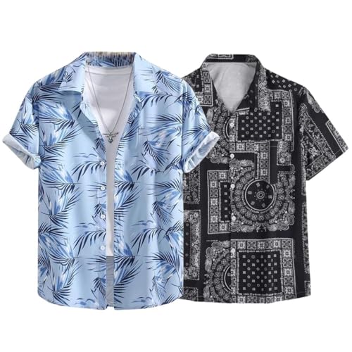 Image of LERIYA FASHION Men's Rayon Shirt - Summer Button Down Shirts | Half Sleeve Printed |Formal |Casual Stylish (Available in Plus Size)
