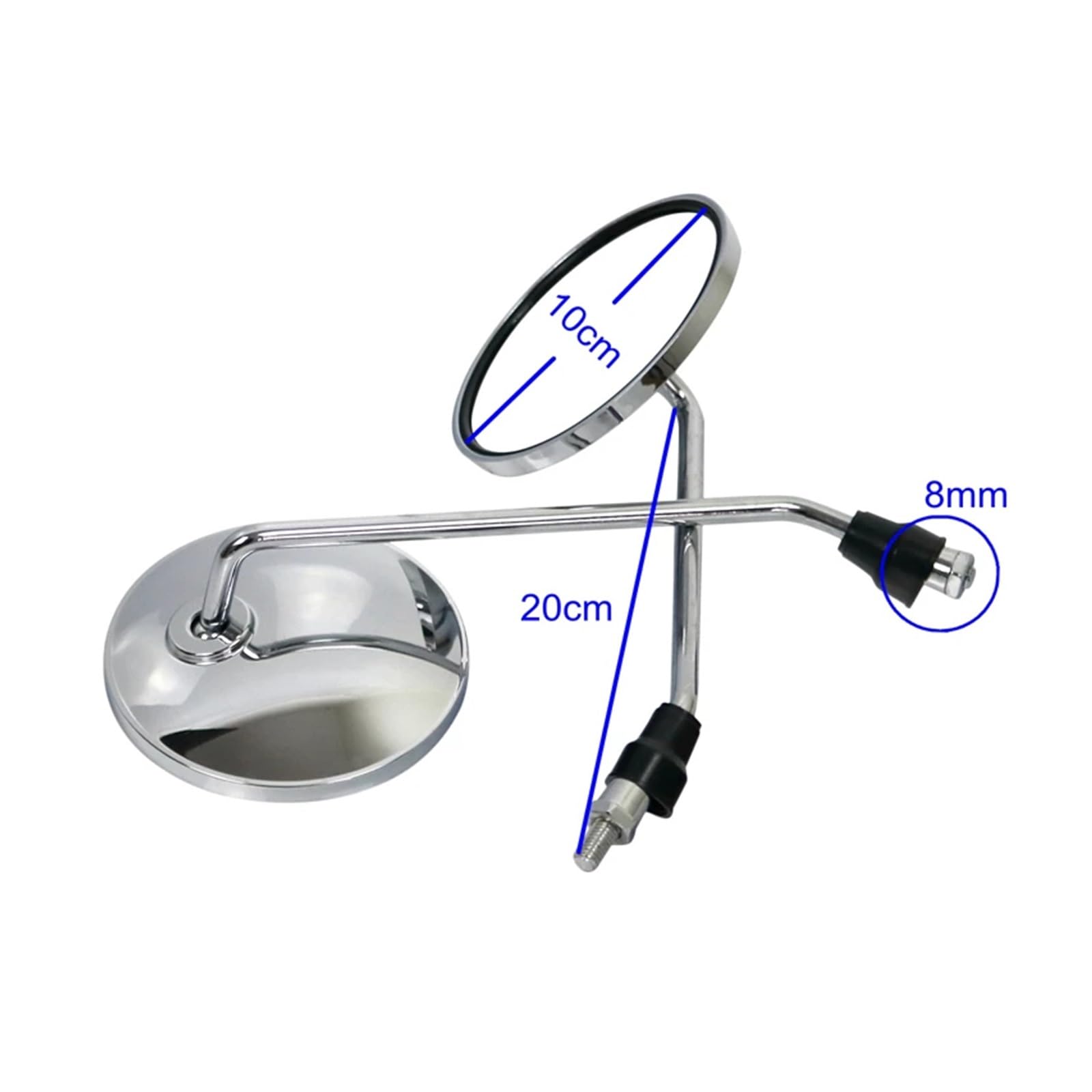 Rétro Rétroviseur 1 Paire De Rétroviseurs Ronds De 8mm pour Vélo Électrique Miroir Latéral Argenté pour Cyclomoteur Rétroviseur Latéral