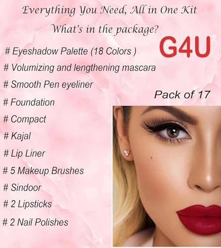 Image of G4U Complete Makeup Set For Women | Pro Beauty Elegance Kit Pack of 17 Pcs | Gift Set For girls A20