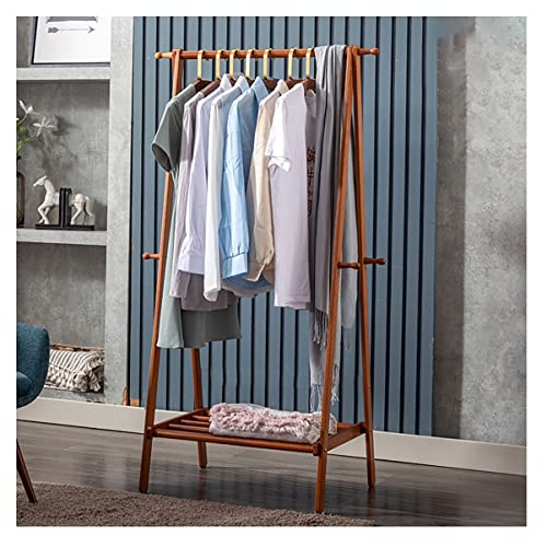 MIIKHI Perchero de madera para colgar ropa, con estantes, grande, independiente, plegable, para colgar ropa en el dormitorio