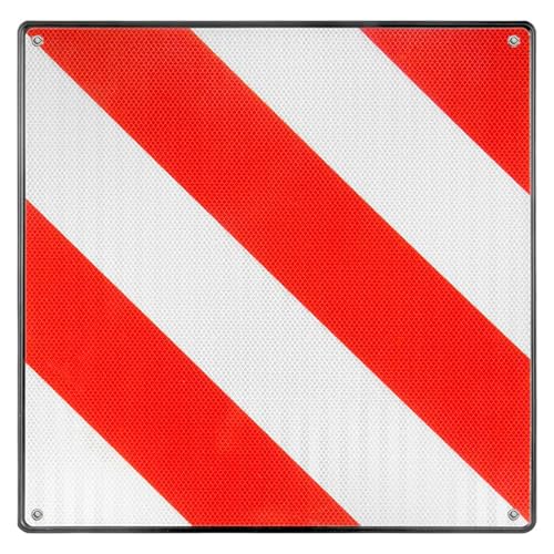 CABLEPELADO - Placa Señal V20 Homologada 50x50cm | Panel de Señalización Carga Saliente y Portabicicletas | Plástico ABS Flexible | 4 Agujeros de Sujeción