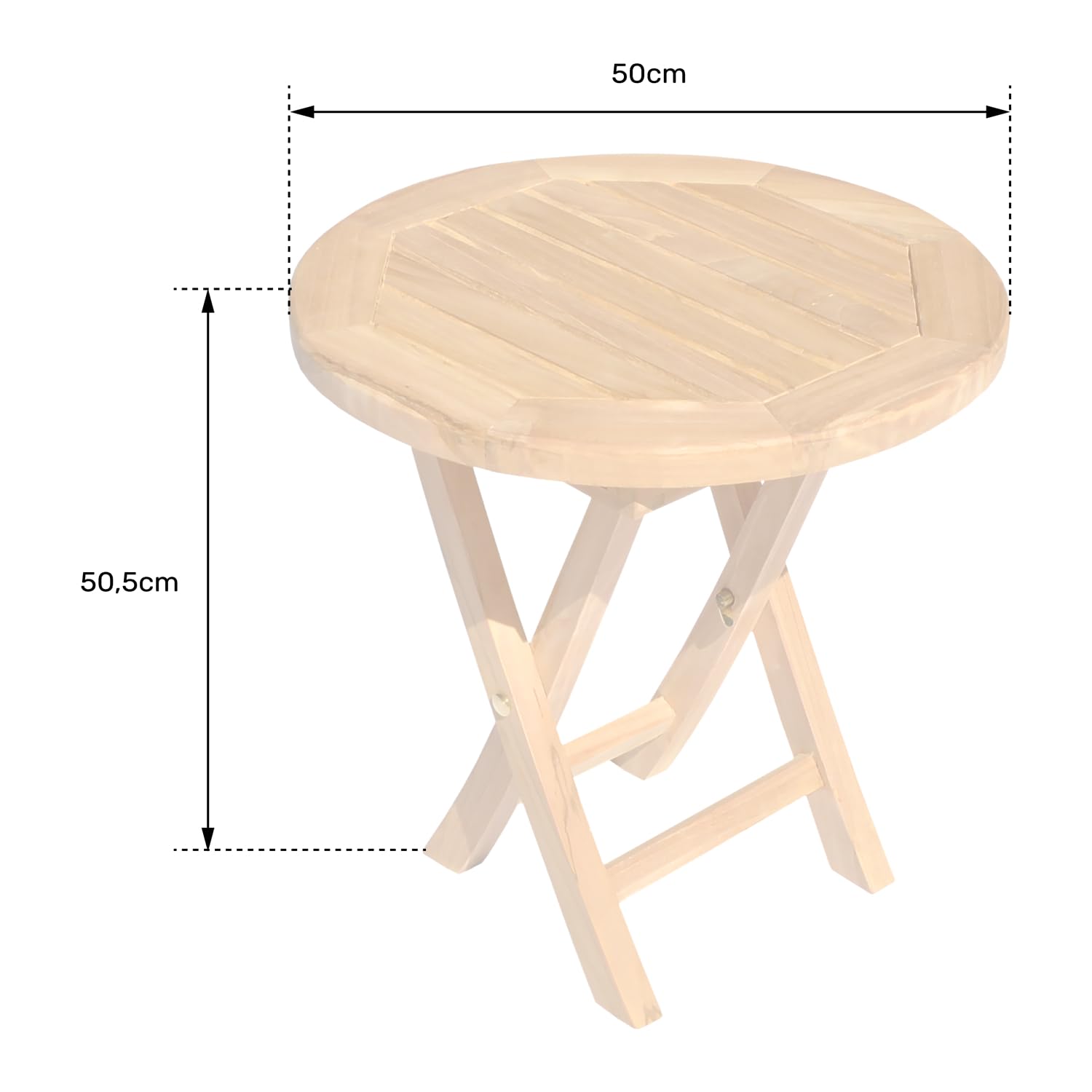 Happy Garden Tavolino rotondo in teak 50 cm LOMBOK
