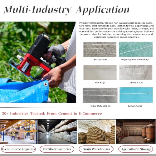 Image of Cordless Bag Sewing Machine |PortableIndustrial Bag Closer |2-Second Fast Sealingfor Woven PP /Canvas /Jute Bags |Factory &Farm Bag Stitcher | 2-Second Fast Sealingfor Woven PP /Canvas /Jute Bags |Factory &Farm Bag Stitcher