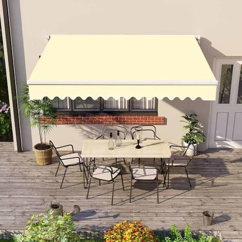 Retractable Patio Awning 20x10 ft - Manual Outdoor Awning with Adjustable Height & Tilt UV & Water Resistant Oxford Fabric for Backyard Garden Balcony Windproof - 001