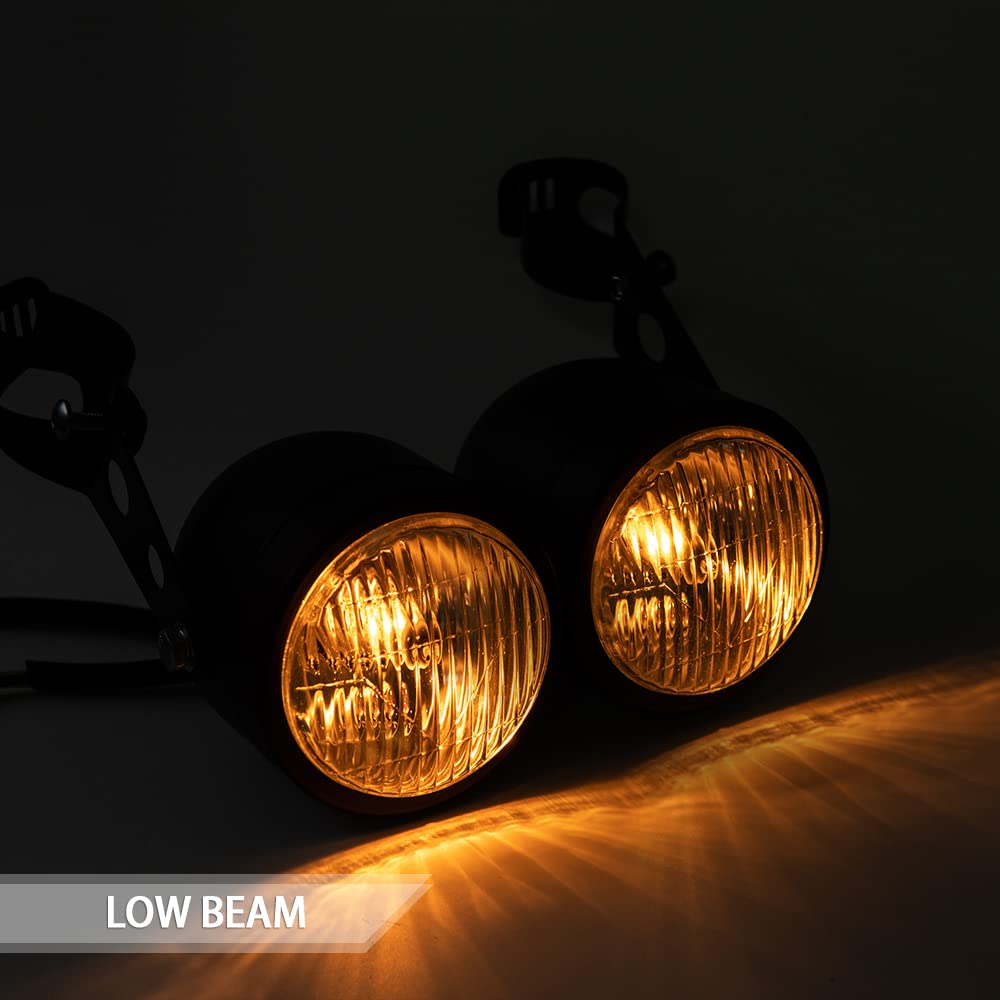 Reflektor motocyklowy Twin przedni reflektor z uchwytem do Bobber Chopper Cafe Racer