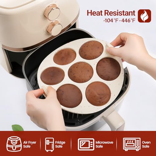 Silicone Muffin Pan for Air Fryer Oven Instant Pot, Nonstick 7 Cups Easy To Handle for Baking Egg Bites Mold Muffin Tart Cupcake Mini Quiche 1 Pack Confetti by CAKETIME - Image 6