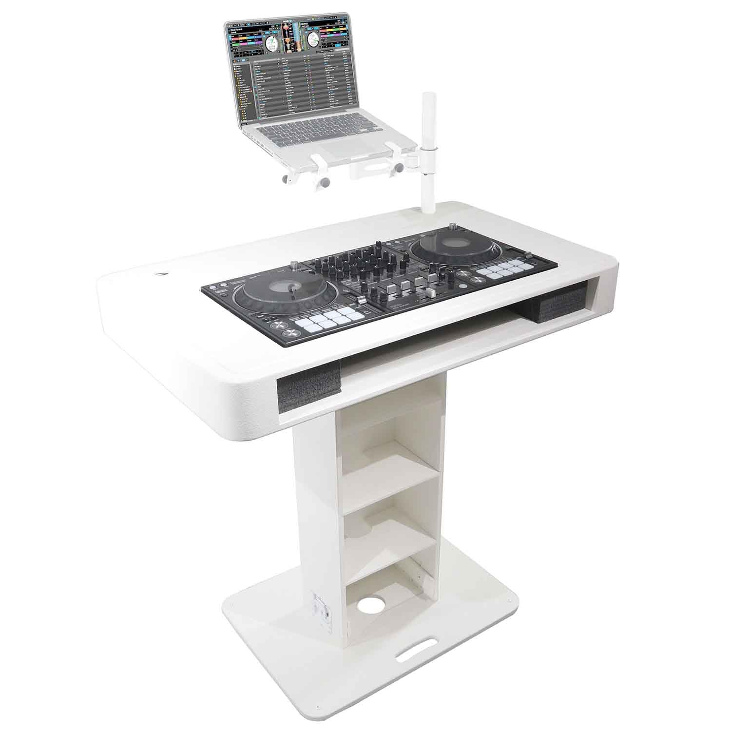 ProX XZF-DJCTW Control Tower DJ Podium with Road Cases for Pioneer DDJ-REV7 XDJ-XZ DDJ-1000 RANE One - White Finish