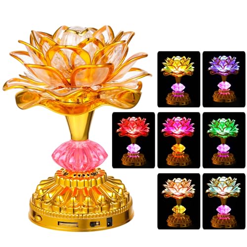 Lámpara LED de loto budista para ambientar tu altar de oración en casa