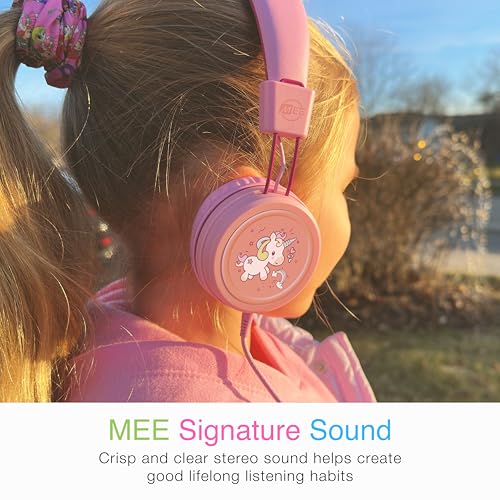 MEE audio KidJamz KJ55 Wired Children’s Headphones with 3.5mm Plug, Colorful Graphics, Volume Limiter & Mic, Adjustable On-Ear Kids Headset for Online Learning/School/Travel/Tablet (Pink+Blue) - Image 7