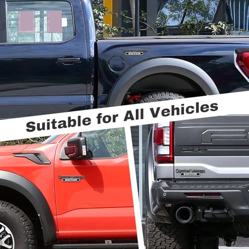 Image of Car Emblem for Combats Veteran Edition with 2 Adhesives, 3D Badge Decal for Trucks, Metal Stickers Replacement Compatible with Universal Vehicle, Veteran Gifts for Men (Black & White)