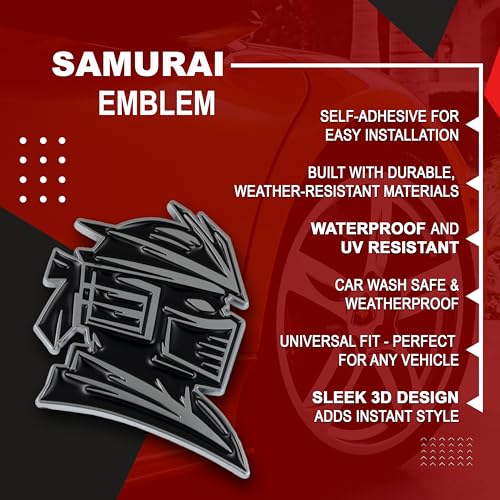 Image of Samurai Emblem, Custom 3D Car Badge - Universal Exterior Accessories for Car, Truck, SUV, Motorcycle (Set of 2) (Chrome)