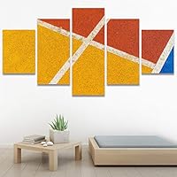 SIGNWIN 5 Panel Canvas Wall Art Modern Art Abstract Closeup Colorful Cool Geometric Minimalist Mixed Media Multicolor Patterns for Home Decorations Ready to Hang - 60